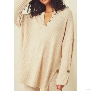 Intimately Free People Around the clock beige oversized pullover sweater